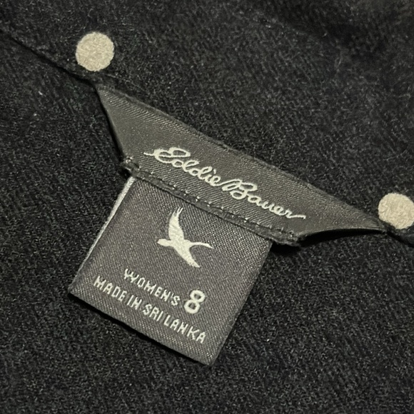 Eddie Bauer Shirt Dress-Cotton-Sz 8-Gray/White Polka Dot-PopOver-Tie Waist-EUC - Picture 14 of 16